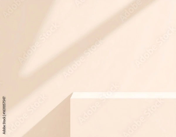 Fototapeta Minimalist beige backdrop with a light box