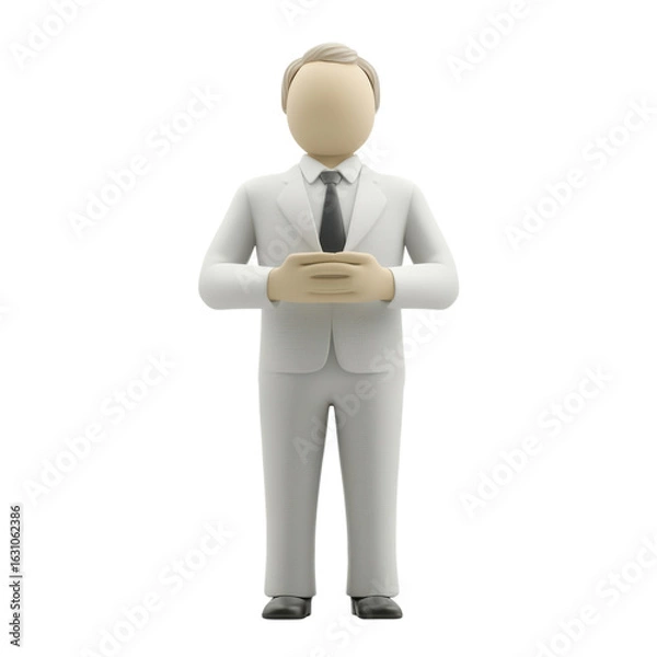 Fototapeta Faceless businessman in suit, hands clasped, a symbol of corporate leadership on transparent background