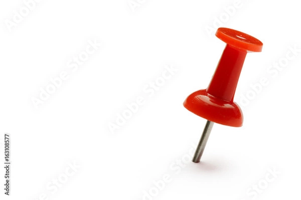 Fototapeta close up of a pushpin on white background