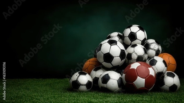 Obraz Soccer Balls on Grass