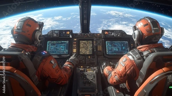 Obraz Spacecraft Cockpit: Earth Orbit View