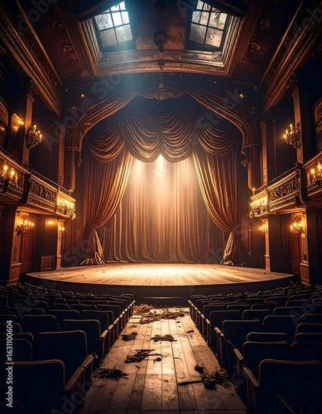 Fototapeta Empty grand theatre with spotlight