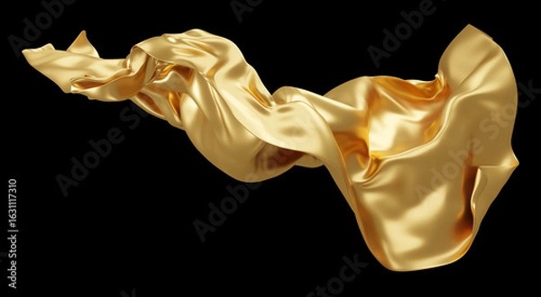 Fototapeta Gold fabric on black background 3d render