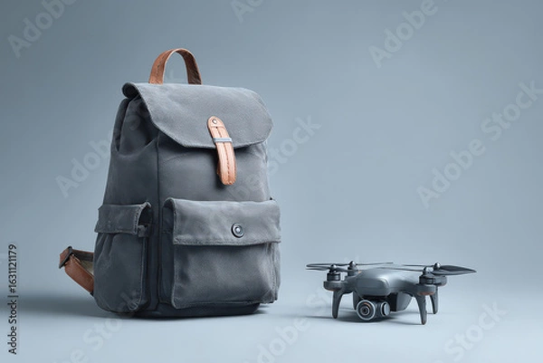 Obraz small drone equipped with camera is integrated into school backpack for enhanced safety