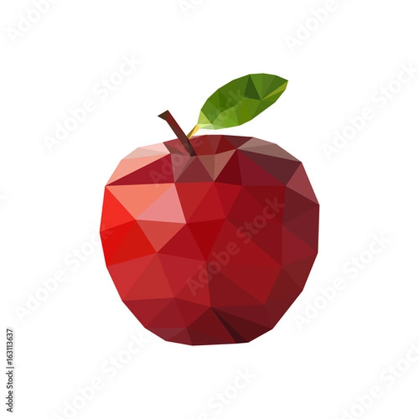 Fototapeta Red apple in polygonal style. Vector illustration