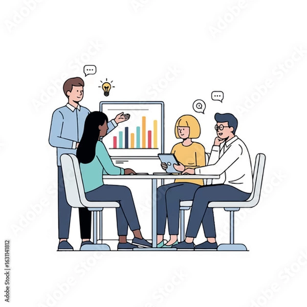 Fototapeta Diverse Business Team Collaborating on Growth Strategy with Chart Presentation