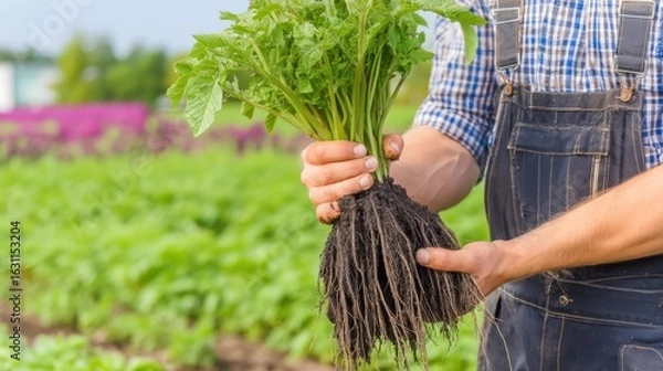 Obraz Gardening enthusiast showcasing beautiful blooms local flower shop portrait vibrant environment up close floral passion