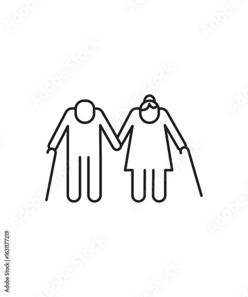 Fototapeta old couple icon, vector best line icon.