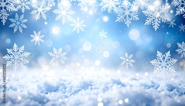 Obraz Winter Snowflakes with Blue Background.