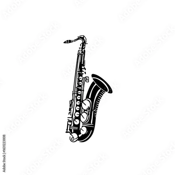 Fototapeta Vector Detailed vector of a golden saxophone instrument.