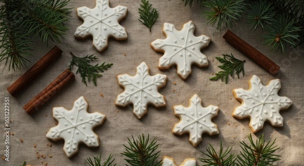 Obraz Christmas snowflake shaped cookies