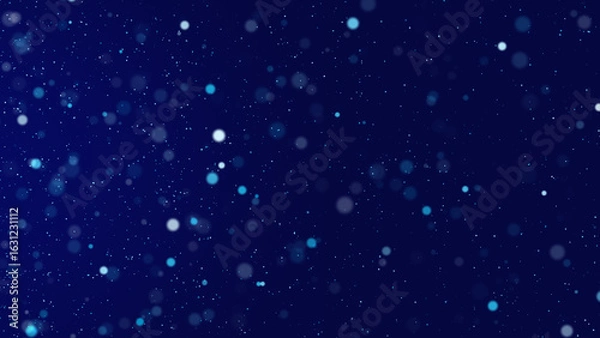 Fototapeta Blue Light Particles Floating on Dark Background