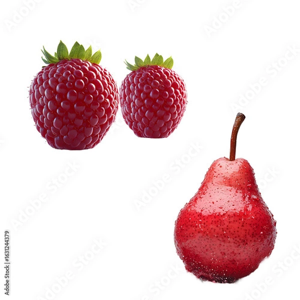 Fototapeta Strawberry fruit isolated on white background showing freshness and ripeness