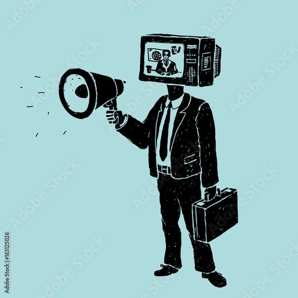 Fototapeta Propaganda by TV and Loudspeaker Vector Illustration