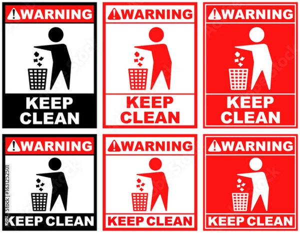 Obraz Set warning keep clean public sign design vector illustration
