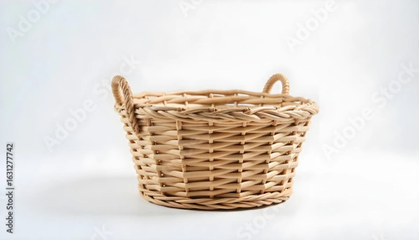 Fototapeta wooden Laundry basket isolated on white background