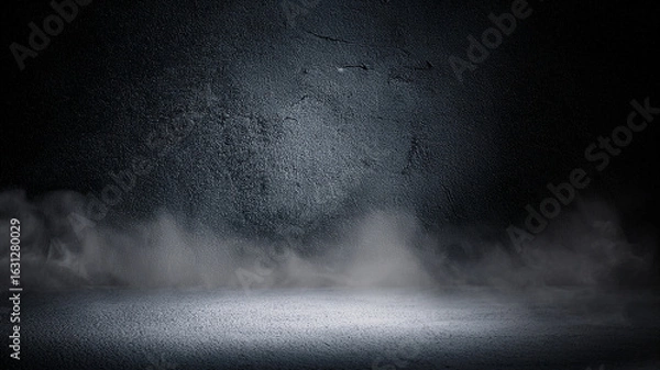 Fototapeta Textured black wall with fog effect. Perfect for dark-themed presentations or covers.