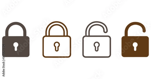 Fototapeta Flat Vector Icons of Padlocks | Secure Access and Unlock Symbols