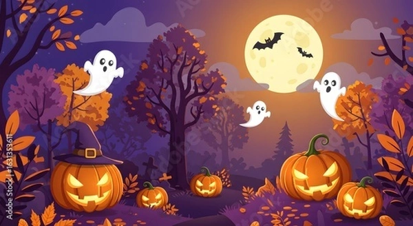 Fototapeta halloween background with pumpkins