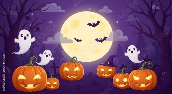 Obraz halloween background with pumpkins