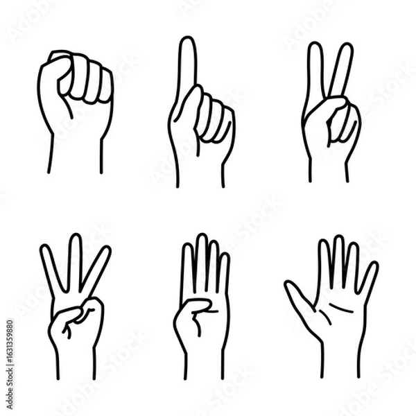 Fototapeta 手書き_指数字_ベクター素材_セット_A