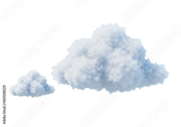 Fototapeta Two fluffy white clouds isolated on transparent background