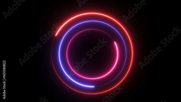 Fototapeta Cosmic dance of neon circles illuminating infinite possibilities on a dark