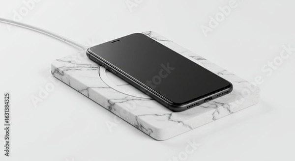 Obraz Smartphone on Marble Charging Pad