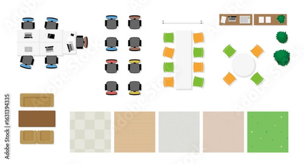 Fototapeta オフィス俯瞰イラスト パーツ