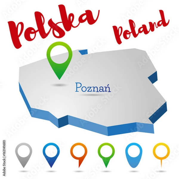 Obraz Poland outline map, Poznan, vector illustration
