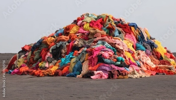 Fototapeta A pile of colorful and , piled on the ground in an open area near a river bank. The have been discarded by someone who has worn new ones
