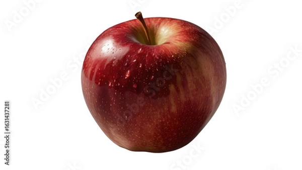 Fototapeta Close-up of a fresh, red apple with water droplets.