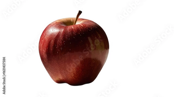 Fototapeta Close-up of a vibrant red apple against a black background.