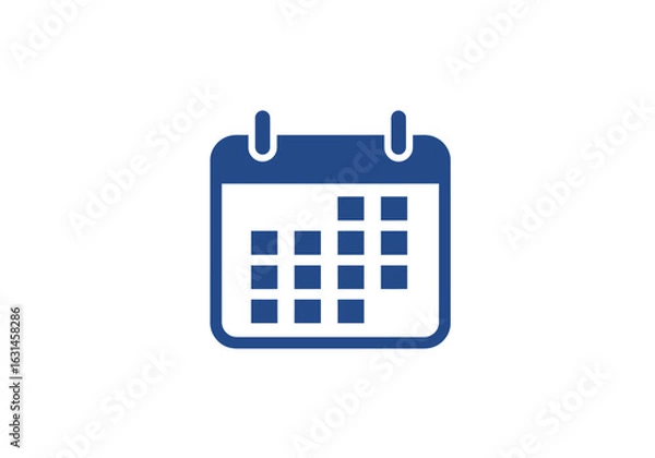 Fototapeta Blue minimalist calendar, flat vector silhouette, scheduling and planning symbol, Illustrator vector.