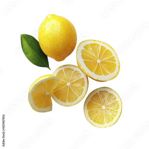Fototapeta Lemon sliced ​​on white background isolated