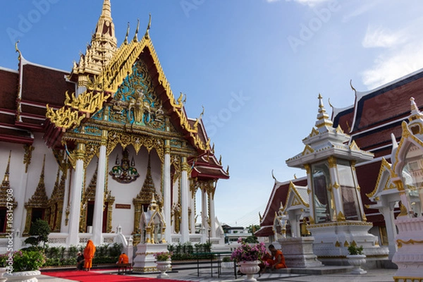 Fototapeta タイ・バンコク・チャオプラヤー川・お寺