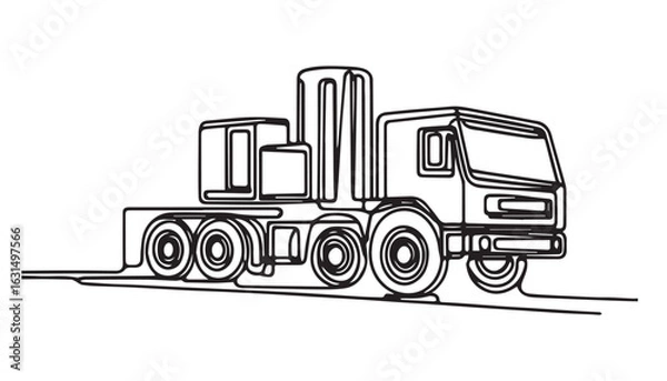 Fototapeta Continuous one single minimal line drawing truck