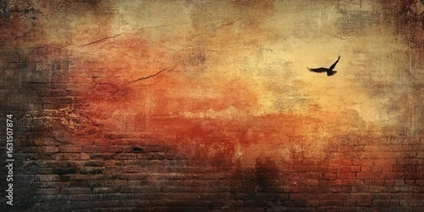 Fototapeta A vintage brick wall background with a rich, warm color palette and a textured surface that adds depth to the design.