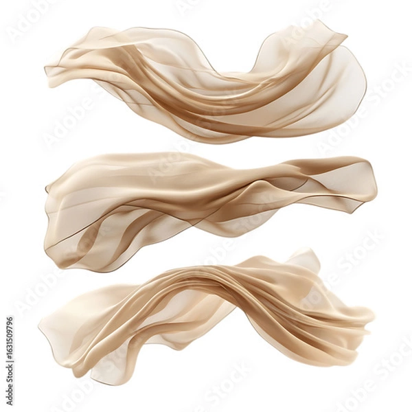 Obraz floating elegant beige fabrics on png