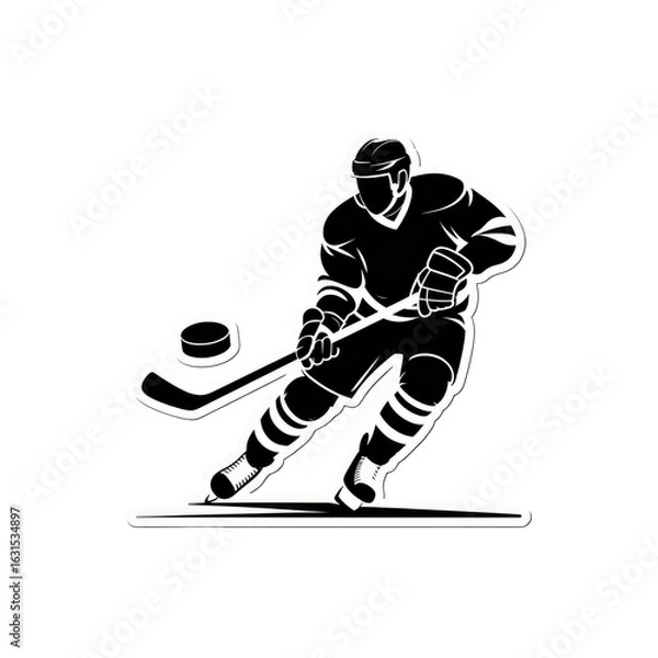 Obraz Dynamic Hockey Player Silhouette Action Shot of Ice Hockey Athlete