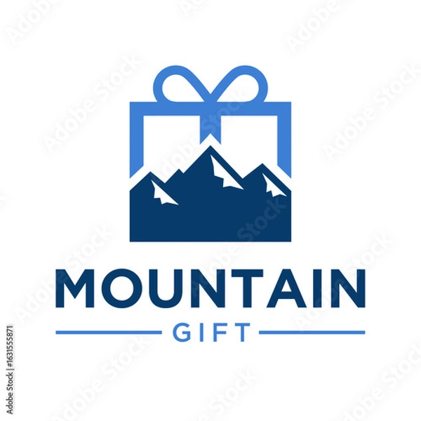 Obraz Mountain and Gift Box Logo Concept