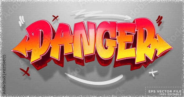 Obraz Danger text, Realistic graffiti editable text effect