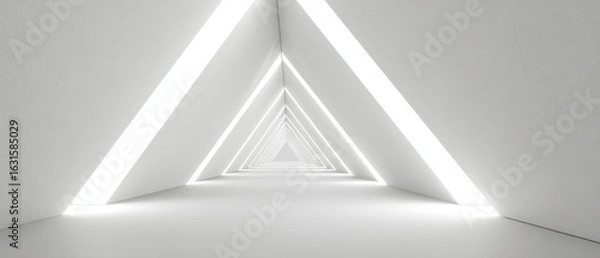 Fototapeta Abstract White Corridor with Light, Interior Architecture