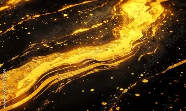 Fototapeta Abstract gold liquid flowing art background with dynamic texture and movement