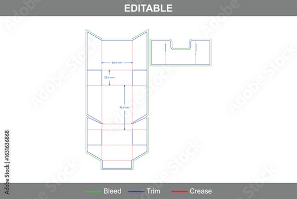 Obraz Custom dimensions cigarette box dieline with tuck end box variations featuring accurate die line, box dieline structure, and professional dieline packaging layout