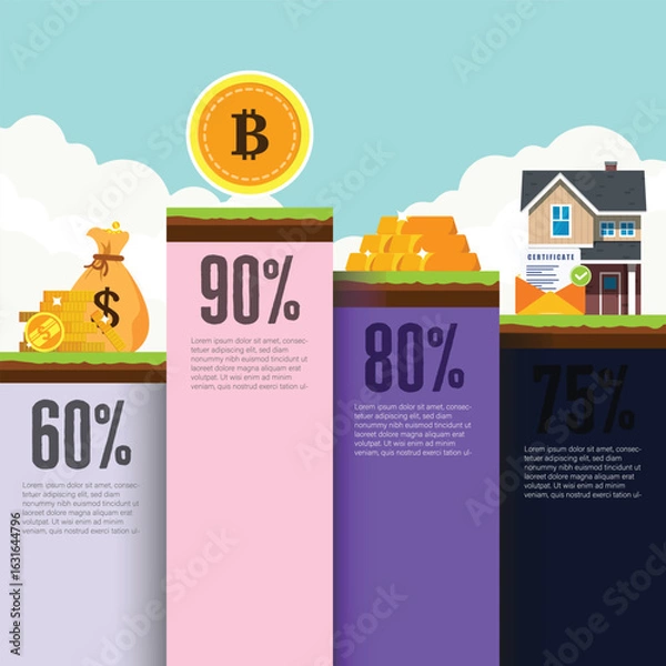 Fototapeta Infographic Of Financial Investment Percentage