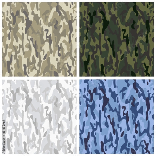 Fototapeta Collection of seamless camouflage deformation patterns for the landscape