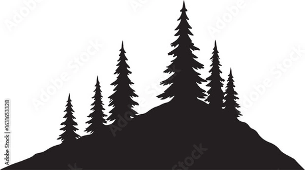 Obraz A silhouette of a Tree, minimal line vector