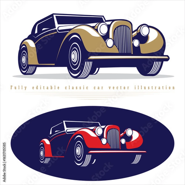 Obraz Fully editable classic car vector illustration