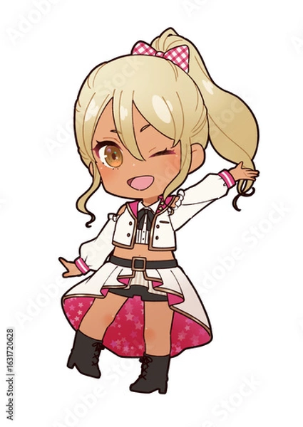 Fototapeta 褐色ギャルアイドル衣装ミニキャラ
